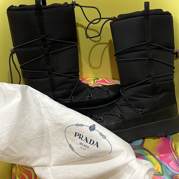Authentic PRADA Nylon gaberdine apres ski boots - Picture 12 of 13